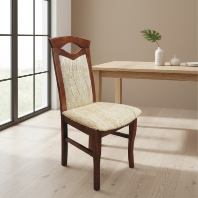 Conjunto de 2 sillas de diseño de madera tapizadas en tela para sala de estar y comedor.