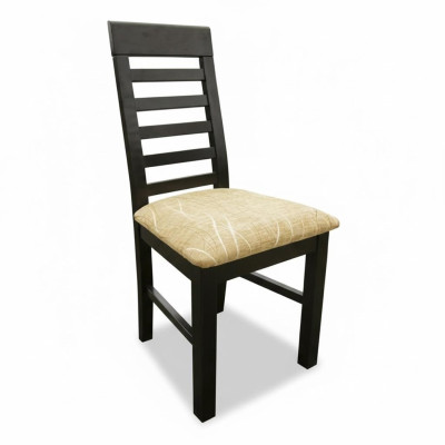 Conjunto de 8 sillas de diseñador de tela de madera tapizadas para comedor gastronómico.