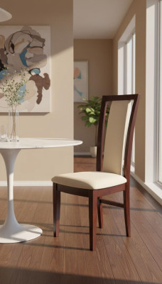 Clásica silla de 6 unidades, diseño de silla de madera tapizada de tela para comedor gastronómico.