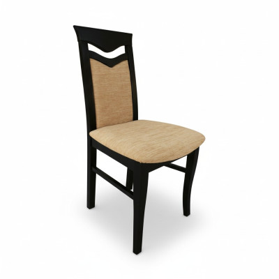Set de 2 sillas de diseño de madera con tapizado de tela para comedor gastronómico.