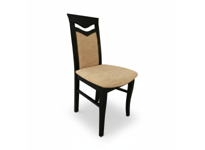 Set de 2 sillas de diseño de madera con tapizado de tela para comedor gastronómico.