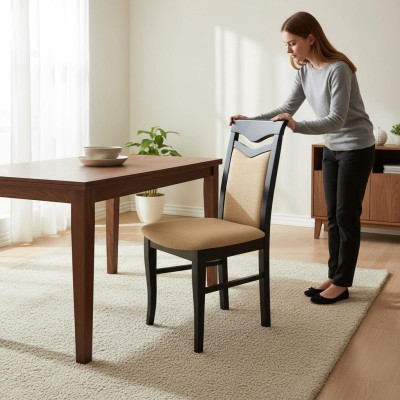 Conjunto de diseño 6x silla de madera tela acolchada sillas comedor de hostelería.