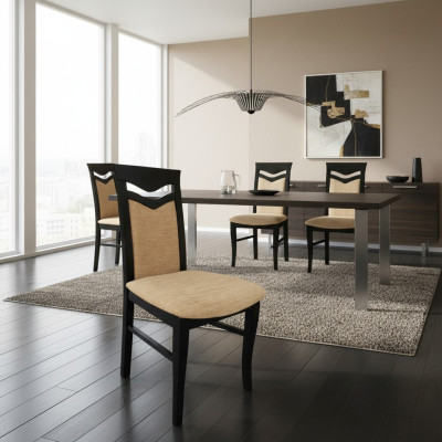 Conjunto de diseño 6x silla de madera tela acolchada sillas comedor de hostelería.