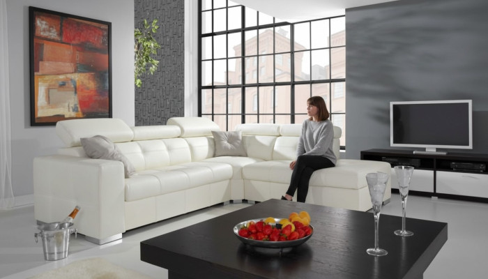 Diseño sofá esquinero paisaje de salón acolchado esquinado 100% de cuero sofá sofá asiento