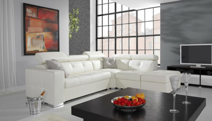 Diseño sofá esquinero paisaje de salón acolchado esquinado 100% de cuero sofá sofá asiento