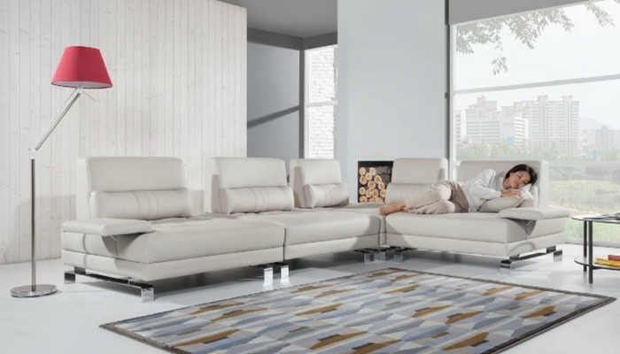 Sofá en forma de esquina de salón, conjunto de asientos de sofá acolchado, moderno sofá de esquina de cuero 100%