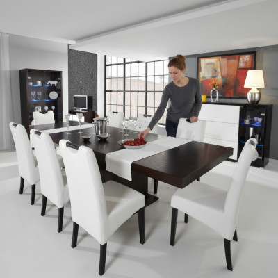 Juego completo de mesa de comedor + 8 sillas Conjunto de comedor Grupo de comedor Mesa de madera