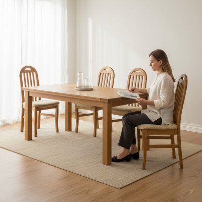 Diseño de sillas Set 2x silla Madera maciza Comedor Nueva Tapizado Tela de hostelería