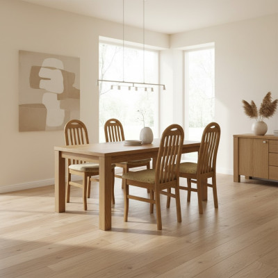 Establezca 4x sillas silla diseño madera textil acolchado sillas de comedor de tela.
