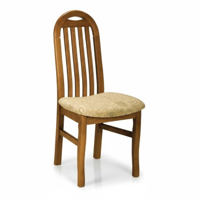 Conjunto de 8 sillas de diseño de madera y tela para comedor o restaurante.