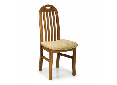 Conjunto de 8 sillas de diseño de madera y tela para comedor o restaurante.