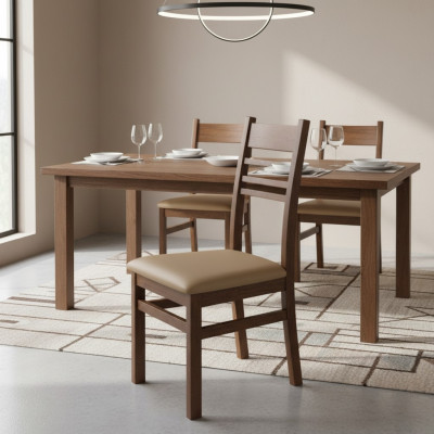 Set 4 sillas de diseño de silla de madera de cuero acolchado sillas de comedor de gastronomía.