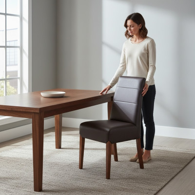 Sillas 8x Conjunto Sillón Madera Maciza Comedor Silla Acolchada Sillas con Respaldo