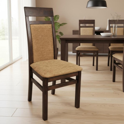 Diseño de silla conjunto 2x sillón madera tela sillas tela comedor nuevo tapizado