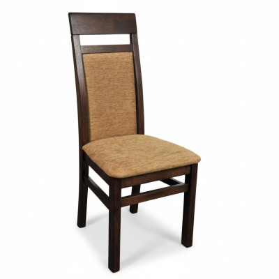 Conjunto de 4 sillas de comedor de madera maciza con tapizado de tela para comedor de gastronomía.