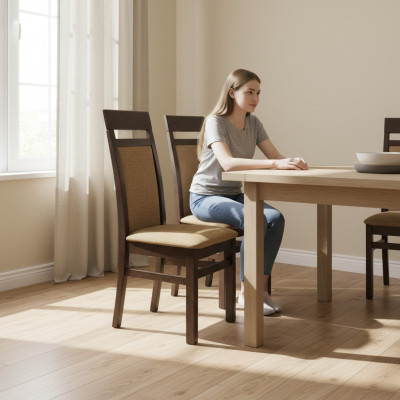 Silla de comedor 10x Conjunto de sillas Sillón Cuero Acolchado Madera maciza Nuevo Sillas de restaurante