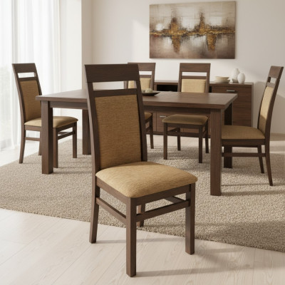 Silla de comedor de madera con respaldo tapizado de cuero conjunto de 20 sillas nuevas.