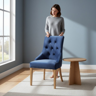 Chesterfield Set 20x Silla de comedor tapizada de tela para sillas de poliéster en el comedor