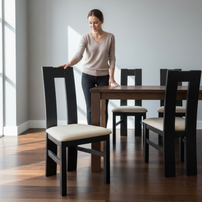 Silla de comedor 10x Juego de sillas Sillas Sillones Cuero Tapizado Madera maciza Nuevo Gastronómico