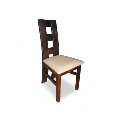 Set de 4 sillas de comedor de cuero, silla de comedor de madera maciza con cojín.