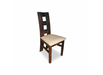 Set de 4 sillas de comedor de cuero, silla de comedor de madera maciza con cojín.