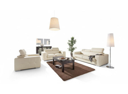 Sofá de 3 plazas más 1 set de sofás de diseño, sofás tapizados en cuero, decoración de relax.
