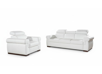Conjunto de sofá de cuero genuino 3 + 1 plazas. Diseño de sofá moderno conjunto de tapizado.