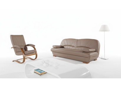 Sofá de diseño en cuero genuino, set de sofá de 3+1 plazas, sofá moderno tapizado.