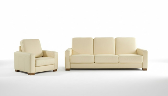 Sofá moderno de 3 plazas + 1 set de diseño de sofás acolchados de cuero.