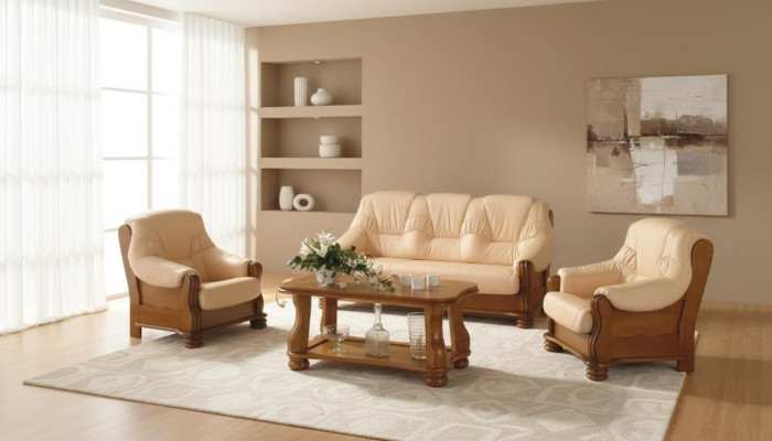 Sofá de cuero en grupo para hombres, sofá de club, sofá, sofá, asiento acolchado 3+1+1 completo.
