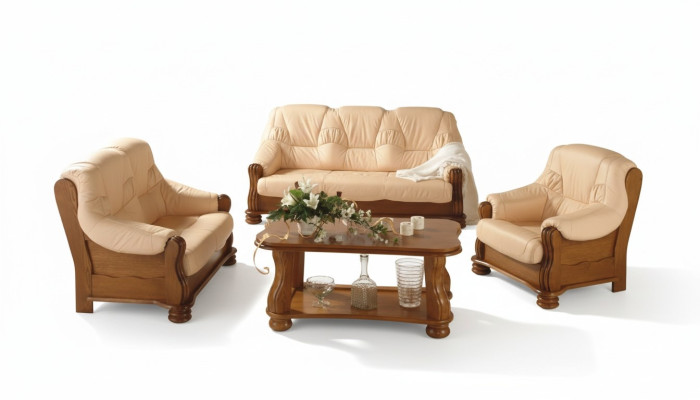 Sofá de cuero en grupo para hombres, sofá de club, sofá, sofá, asiento acolchado 3+1+1 completo.