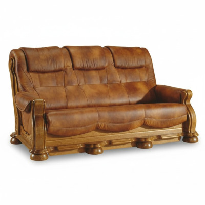 Sofá de cuero clásico Juego de sofás completo 3+2+2 Estructura de madera Tapizado Sofás