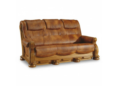 Sofá de cuero clásico Juego de sofás completo 3+2+2 Estructura de madera Tapizado Sofás