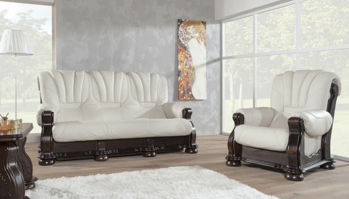 Conjunto de sofás de lujo de cuero de alta calidad con marco de madera real Conjunto de 3+2 sofás