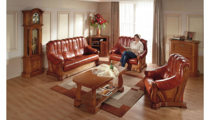 Conjunto completo de sofás de cuero, sofás de lujo para la sala de estar, 3+2.