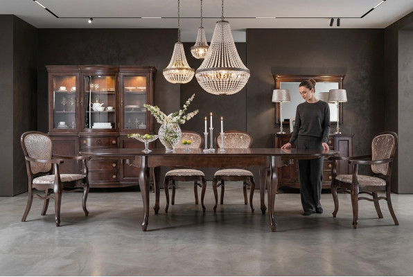 Estilo antiguo clásico Mesa de comedor Sala de estar Mesas de madera XXL Grande Nuevo