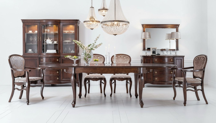 Estilo antiguo clásico Mesa de comedor Sala de estar Mesas de madera XXL Grande Nuevo
