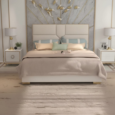Cama cabecero Diseño Lujo Hotel Camas Matrimoniales 180x200cm Habitación de Dormir