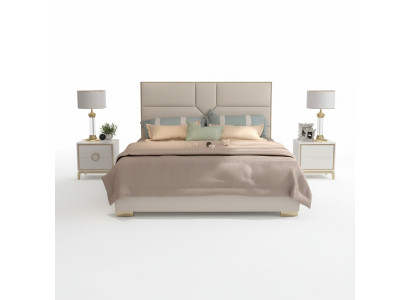 Cama cabecero Diseño Lujo Hotel Camas Matrimoniales 180x200cm Habitación de Dormir