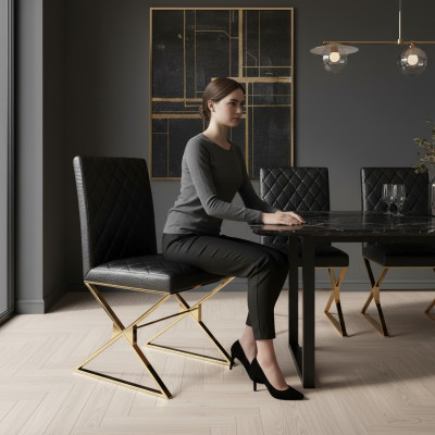 Silla 2x Conjunto de sillas de comedor Club Sillón tapizado Grupo de muebles de silla de salón