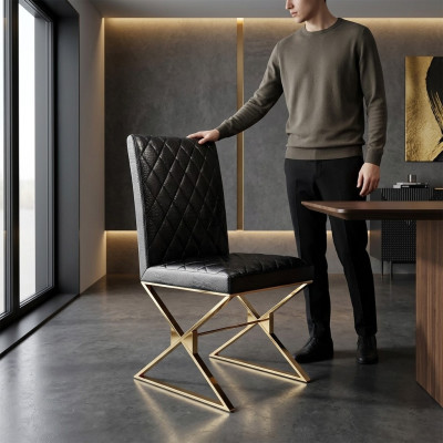 Silla 1x comedor Club sillas Sillón Tapizado Metal Lounge Diseñador Nuevo