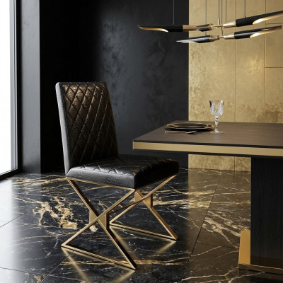 Silla 1x comedor Club sillas Sillón Tapizado Metal Lounge Diseñador Nuevo