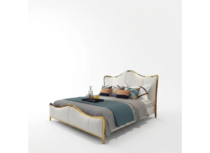 Cama Acolchada Diseño Lujo Doble Camas de Hotel Matrimonial 180x200cm Cuarto de Dormir Cuero
