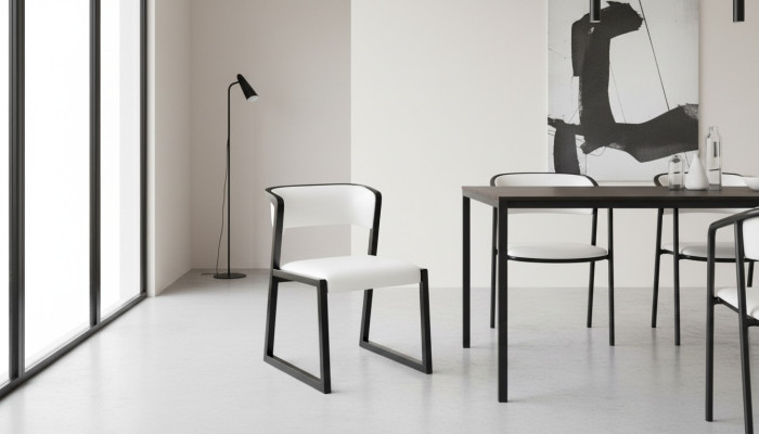 Silla 1x comedor Club sillas sillón diseñador madera salón Italia tapizado blanco