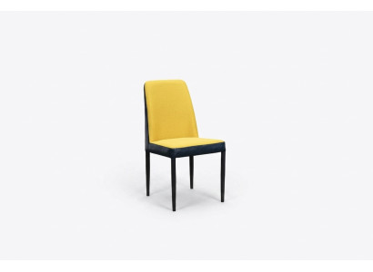 Silla 1x Comedor Tapizada Sillón Sala de estar Salón Club Cuero Textil Amarillo