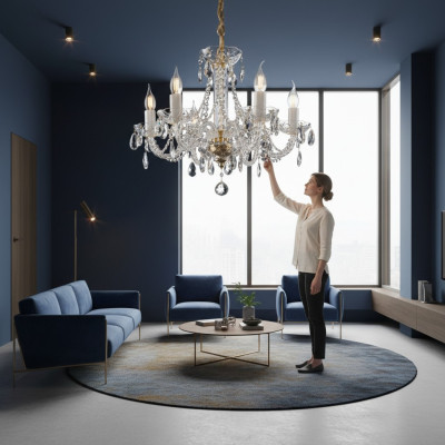 XXL Gran Hotel Araña Salles Lámparas Cubierta de Cristal Luces Lámpara Corona
