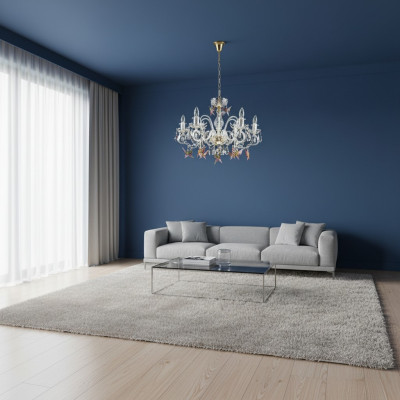 Diseño Lámpara araña Bohemia oro cristal lámpara lámparas luces techo luminaria