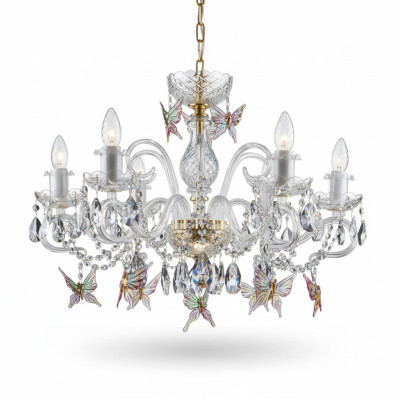 Diseño Lámpara araña Bohemia oro cristal lámpara lámparas luces techo luminaria