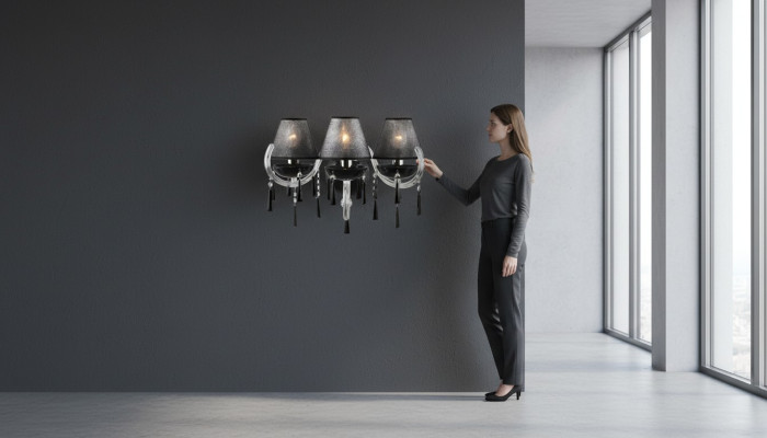 - Lámpara de pared clásica Bohemia aplique de pared Lámpara de pared doble de aplique de pared Nuevo