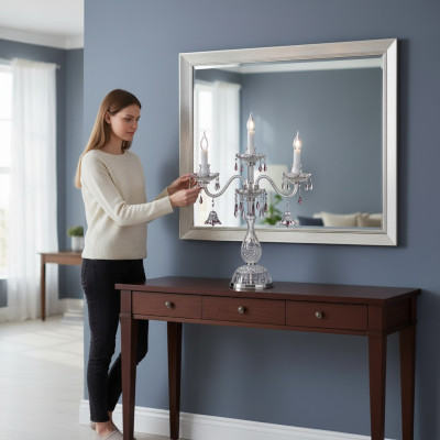 Estilo barroco lámpara de mesa candelabro luces de mesita de noche Bohemia